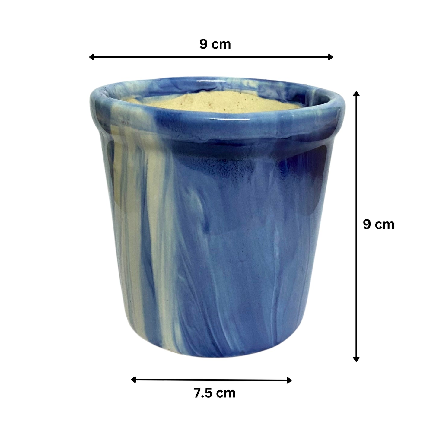 Ceramic Dark Blue Colour Pot Home, Indoor Décor & Gifting