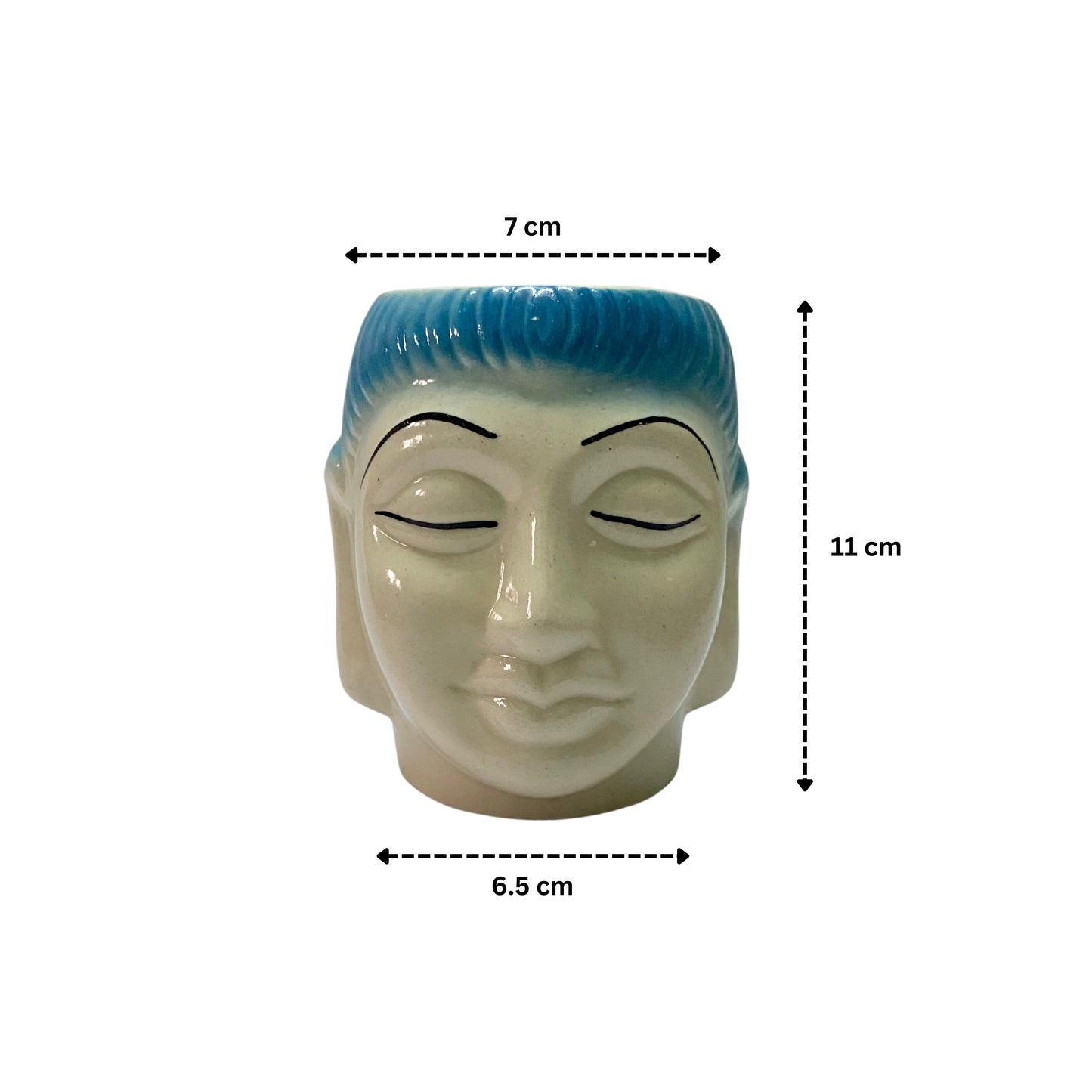 Ceramic (Blue Colour) Buddha Pot Home, Indoor Décor & Gifting