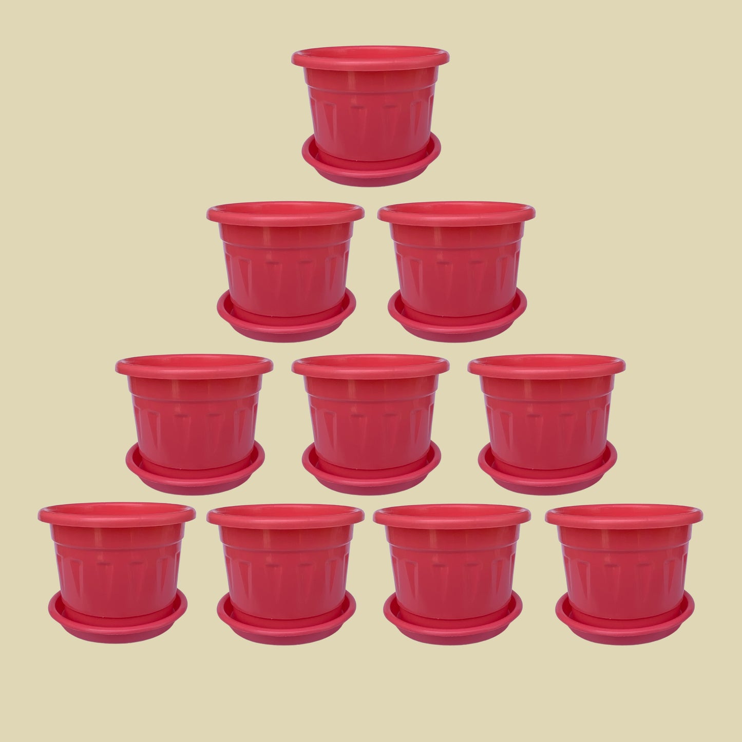 8 Inch Nursery Plastic Pot with Plate Colour