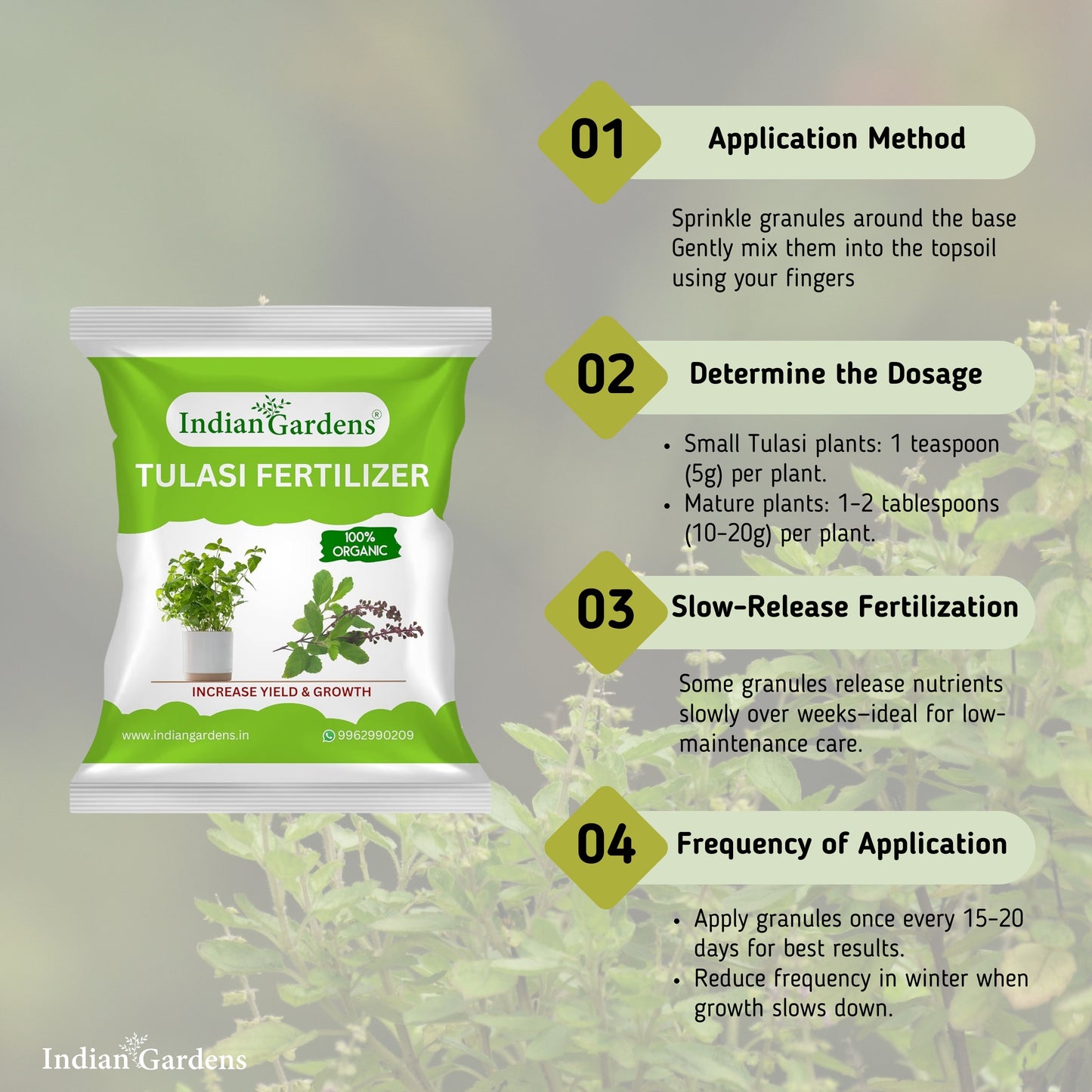 Tulasi Fertilizer  | Holy Basil Fertilizer | Tulasi Growth Fertilizer | Tulasi Organic Plant Food | Tulasi Leaf Health Fertilizer