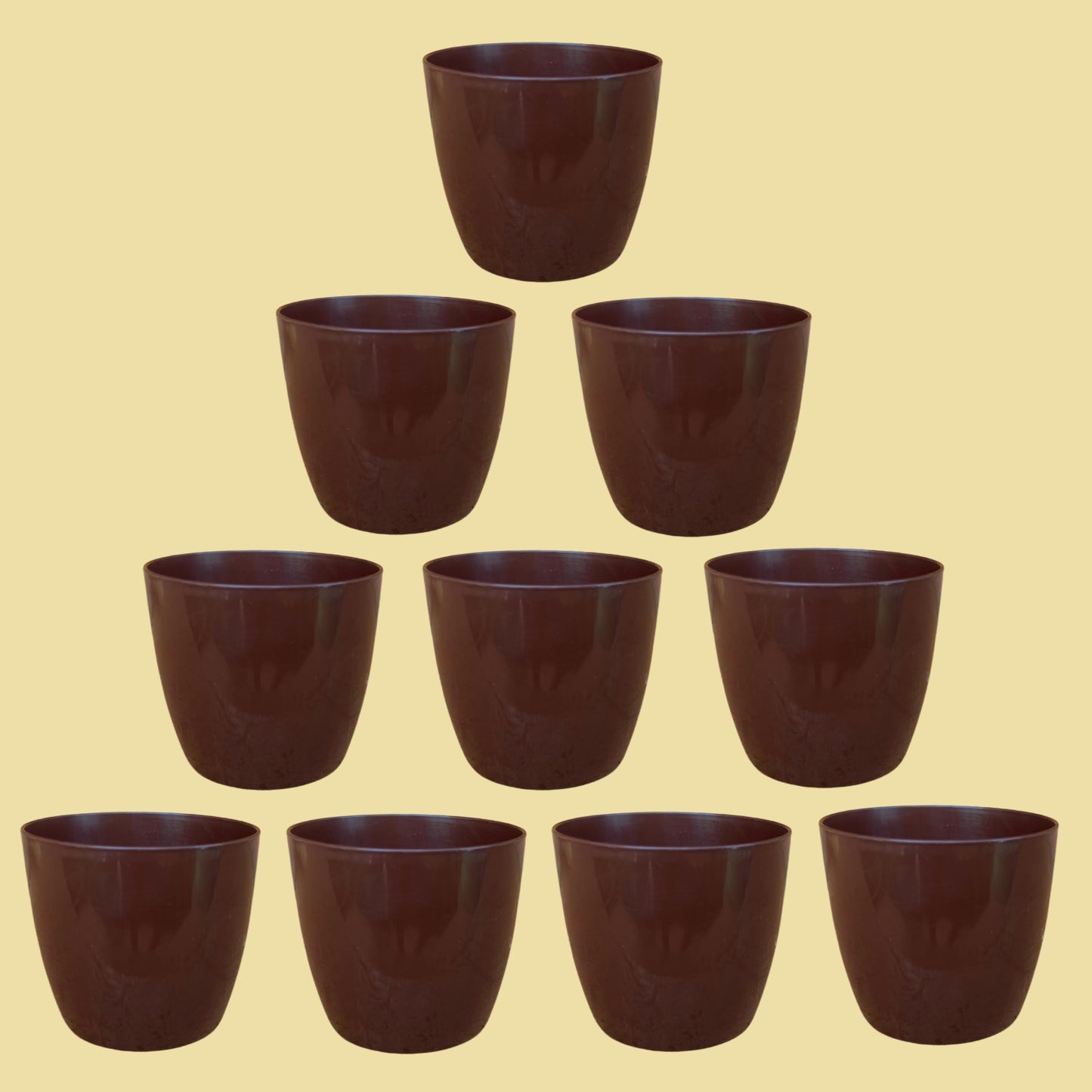 Indoor Plastic Small |Titan 5 Pots | Brown Colour - Pack of 10