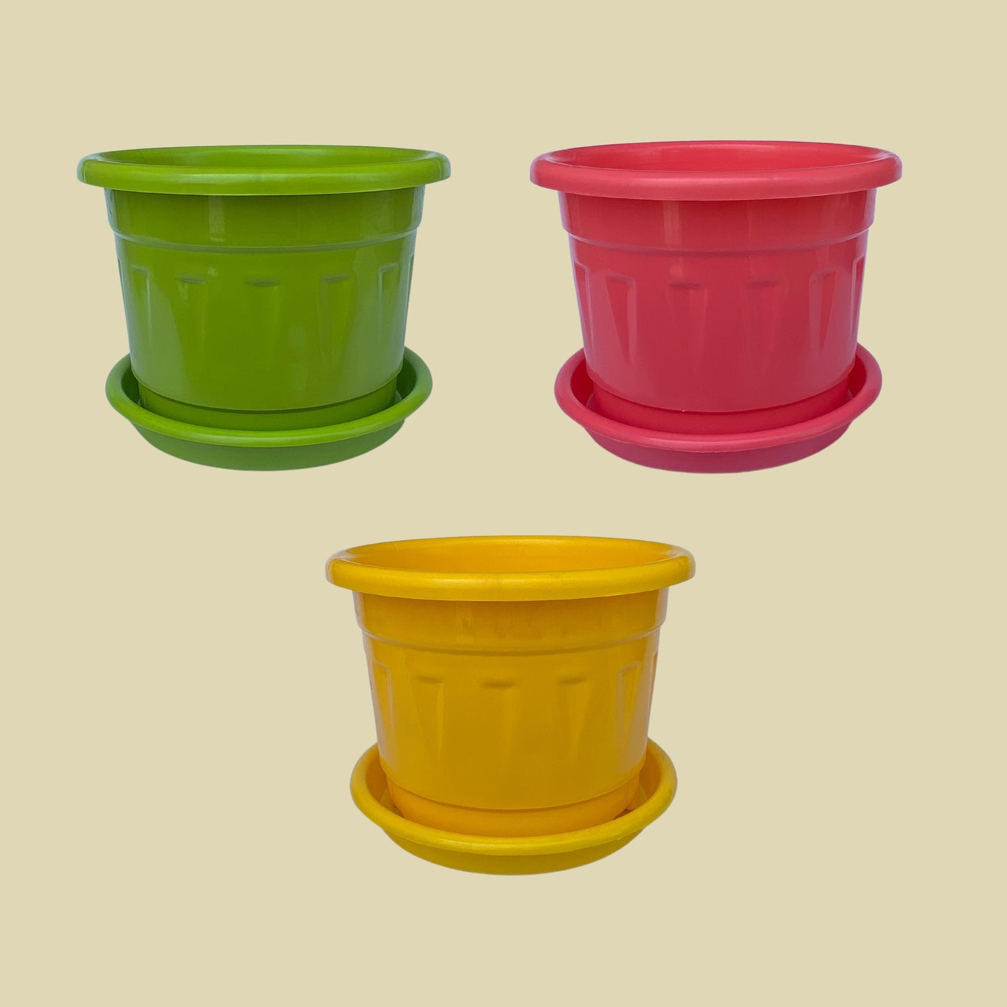 8 Inch Nursery Plastic Pot with Plate Colour