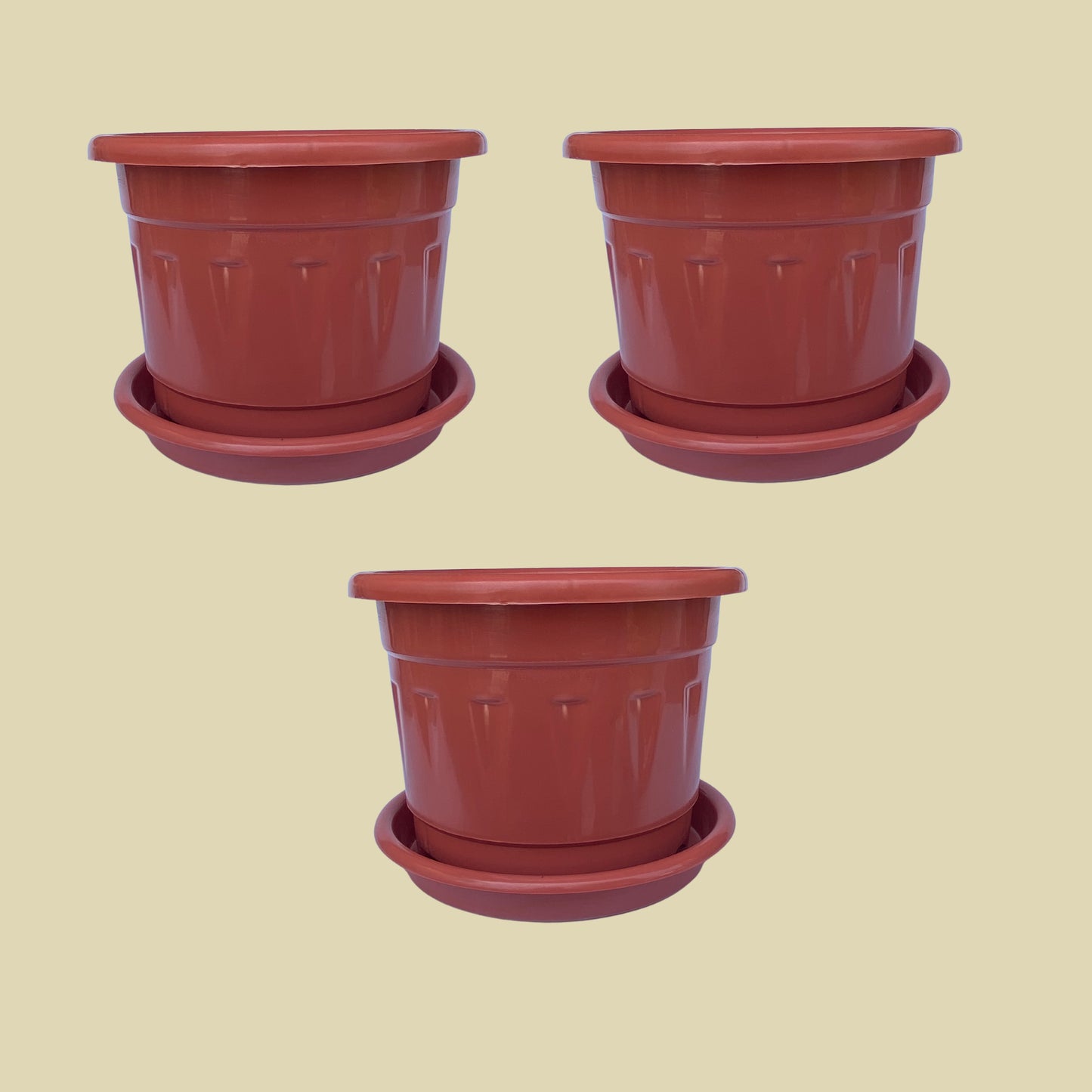 8 Inch Nursery Plastic Pot with Plate Colour