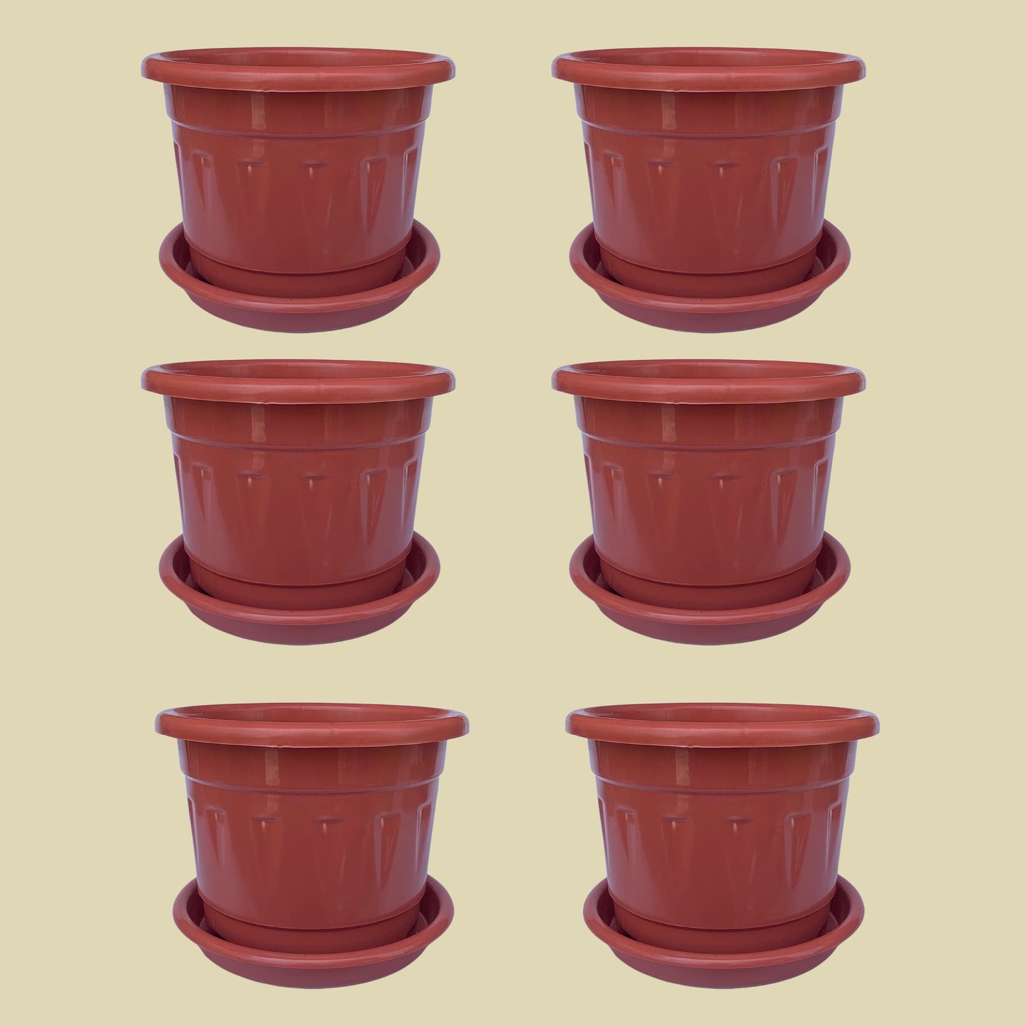 8 Inch Nursery Plastic Pot with Plate Colour