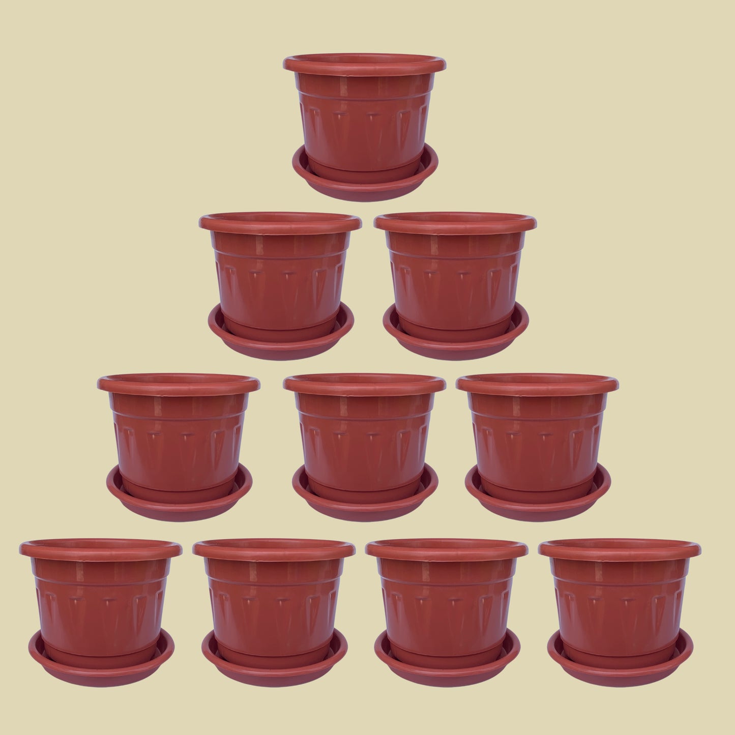 8 Inch Nursery Plastic Pot with Plate Colour