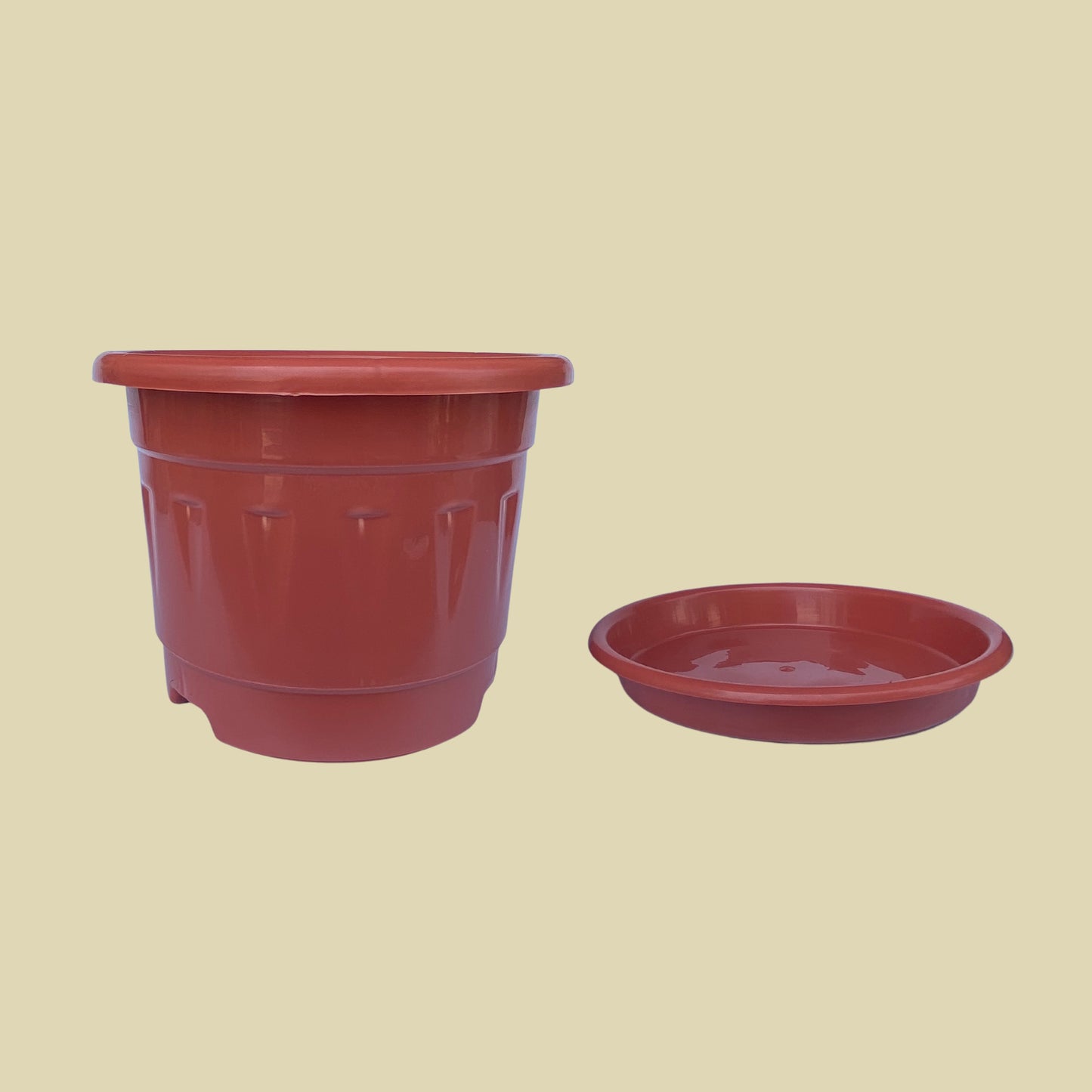 8 Inch Nursery Plastic Pot with Plate Colour