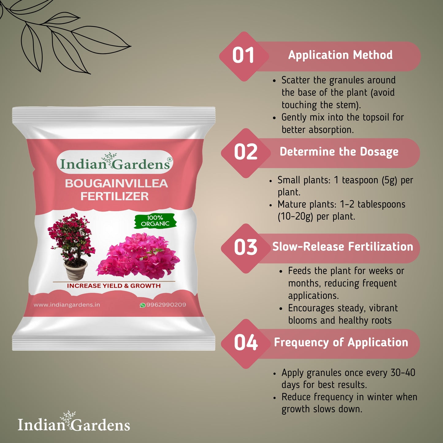 Bougainvillea Fertilizer | Flowering Plant Fertilizer | Slow-Release Plant Food | Organic Fertilizer