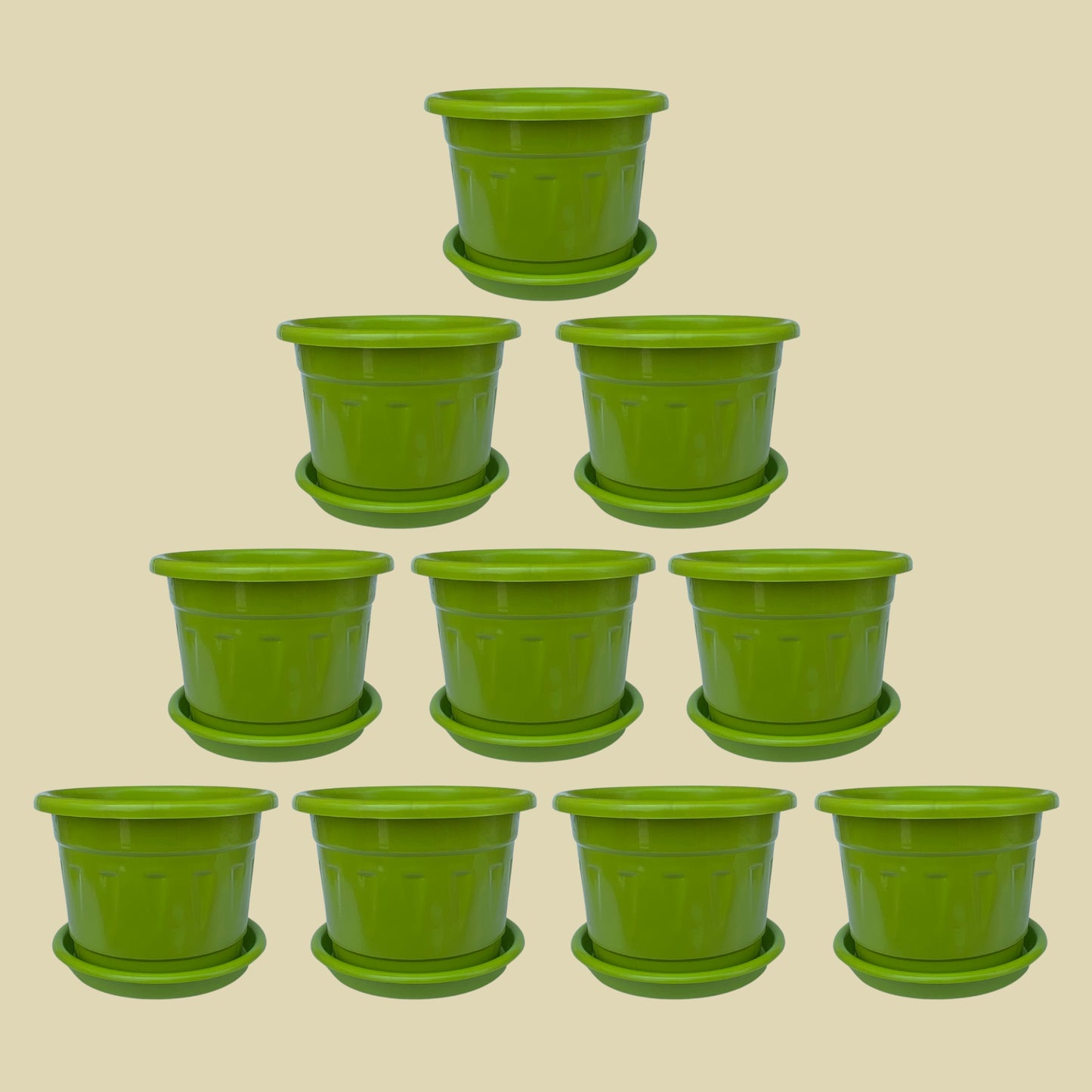 8 Inch Nursery Plastic Pot with Plate Colour