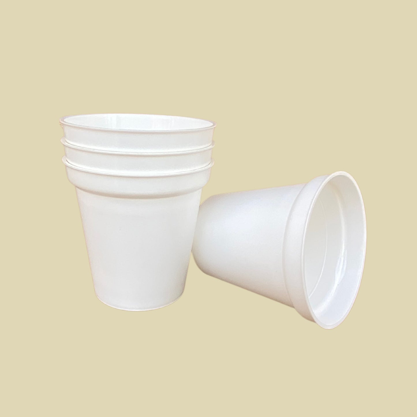 Indoor Plastic Glass White Colour Pots for Home Garden (Set of 4)