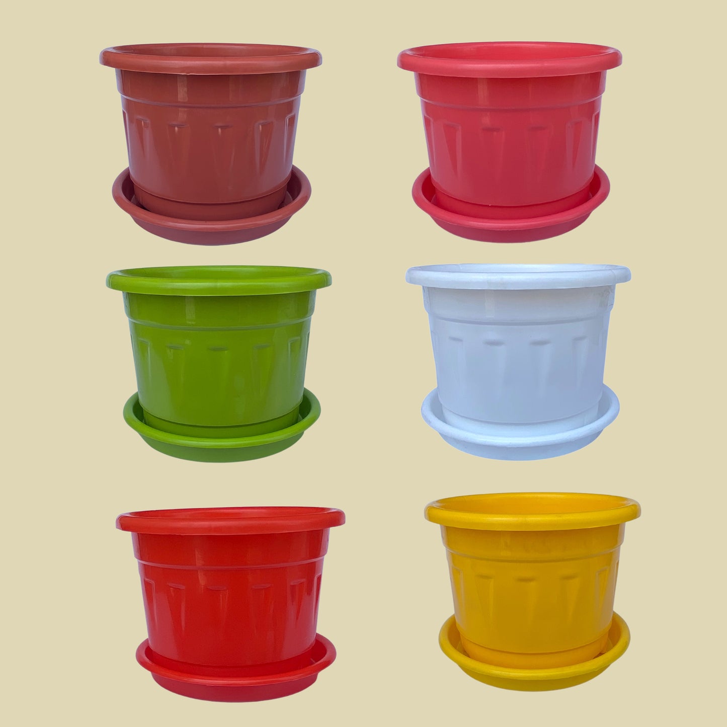 8 Inch Nursery Plastic Pot with Plate Colour