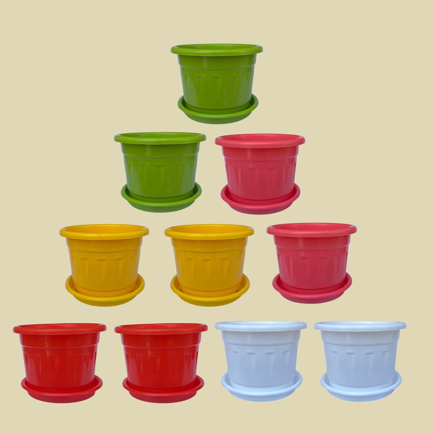 8 Inch Nursery Plastic Pot with Plate Colour