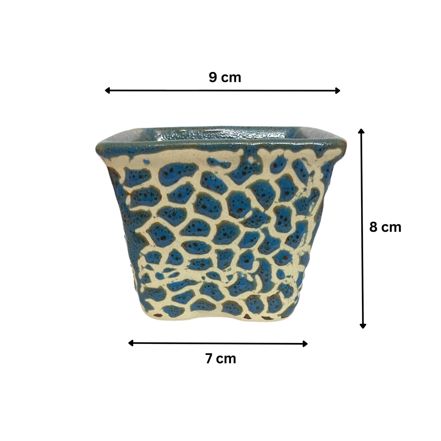 Ceramic Square Blue Colour Pot Home, Indoor Décor & Gifting