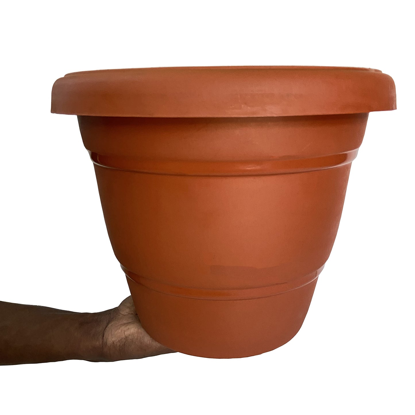 Plastic Round Pot (10 Inches) Terracotta Color- Set of 6