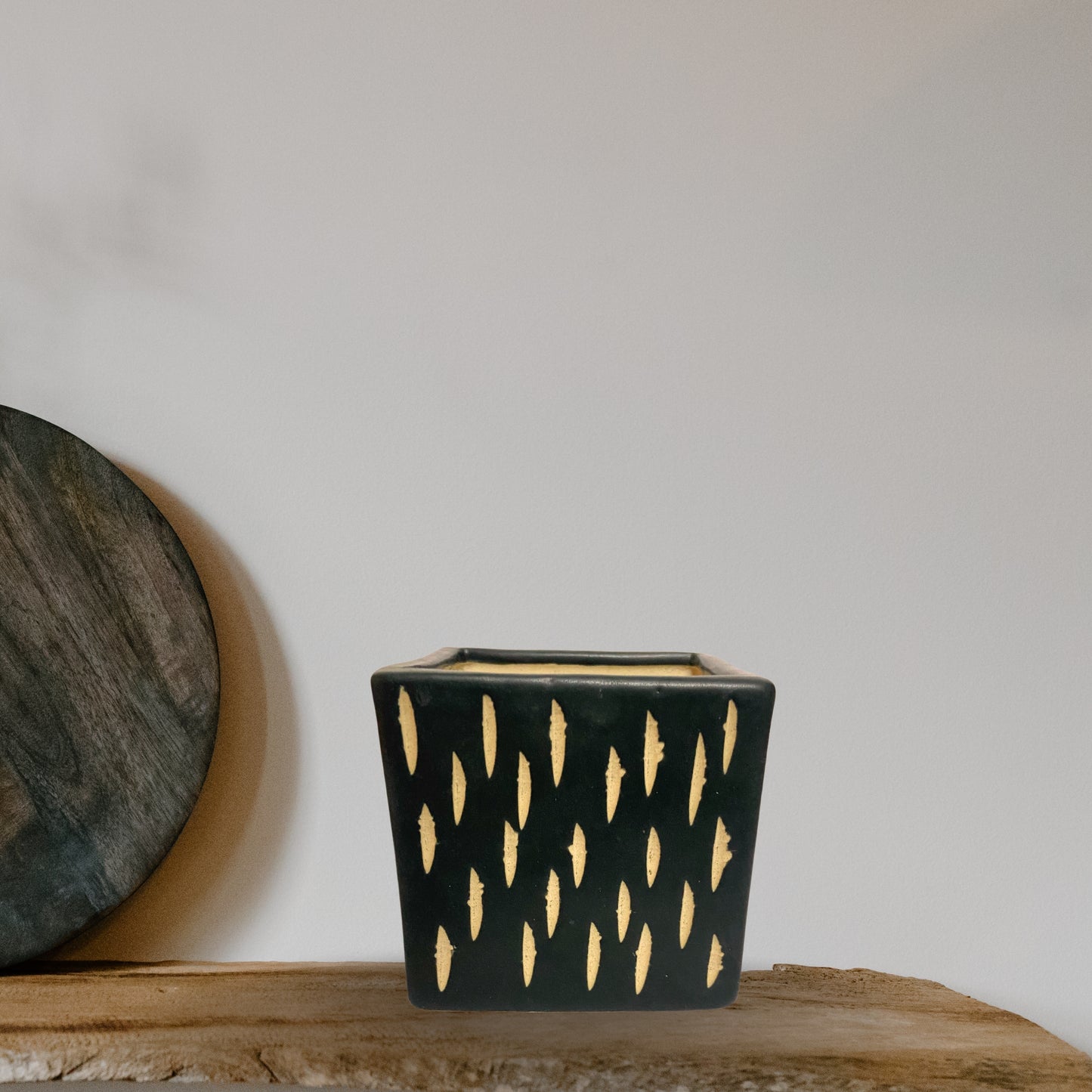 Ceramic Square Black Colour Pot Home, Indoor Décor & Gifting