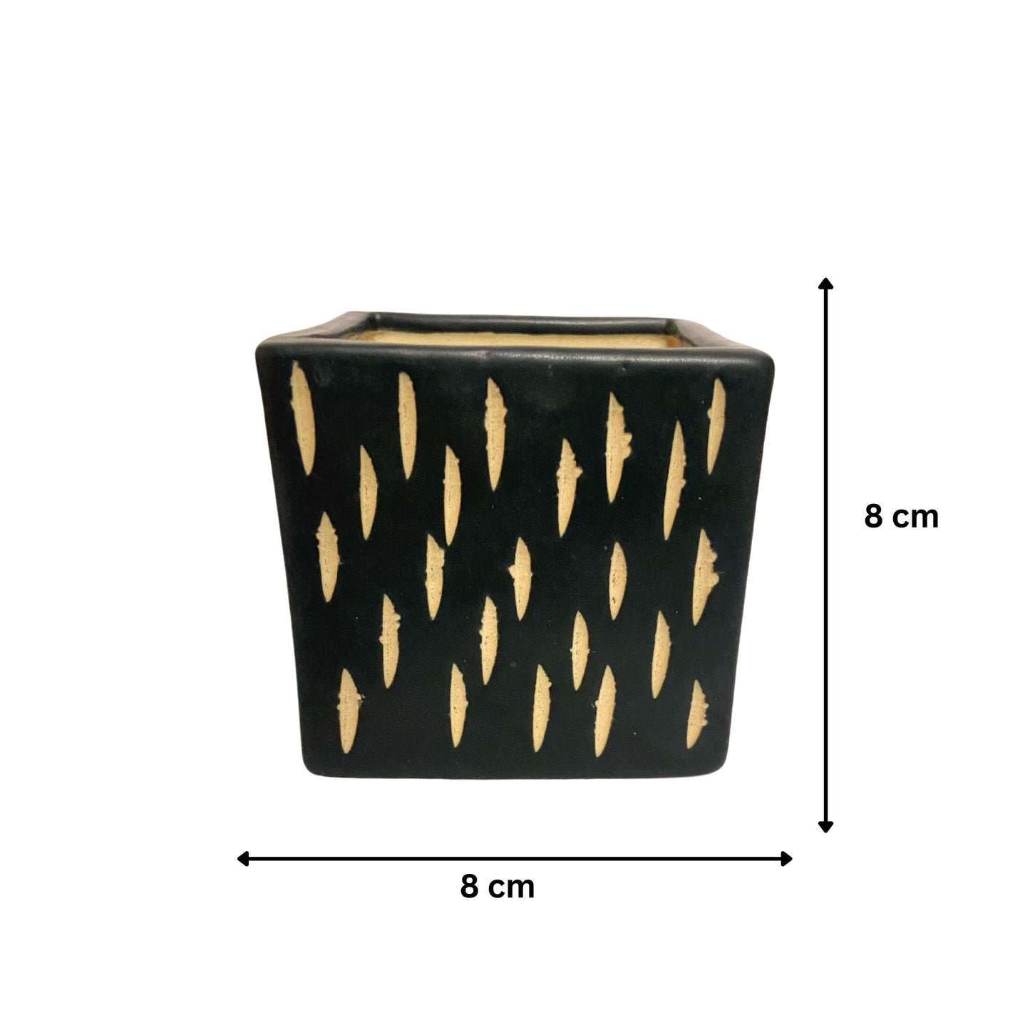Ceramic Square Black Colour Pot Home, Indoor Décor & Gifting