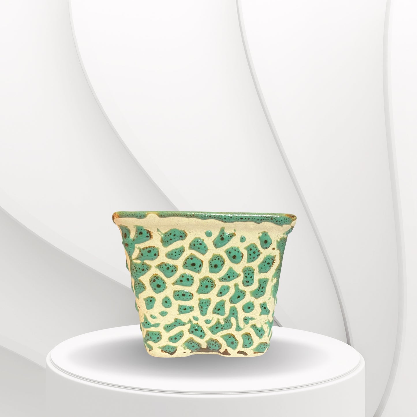 Ceramic Square Light Green Colour Pot Home, Indoor Décor & Gifting