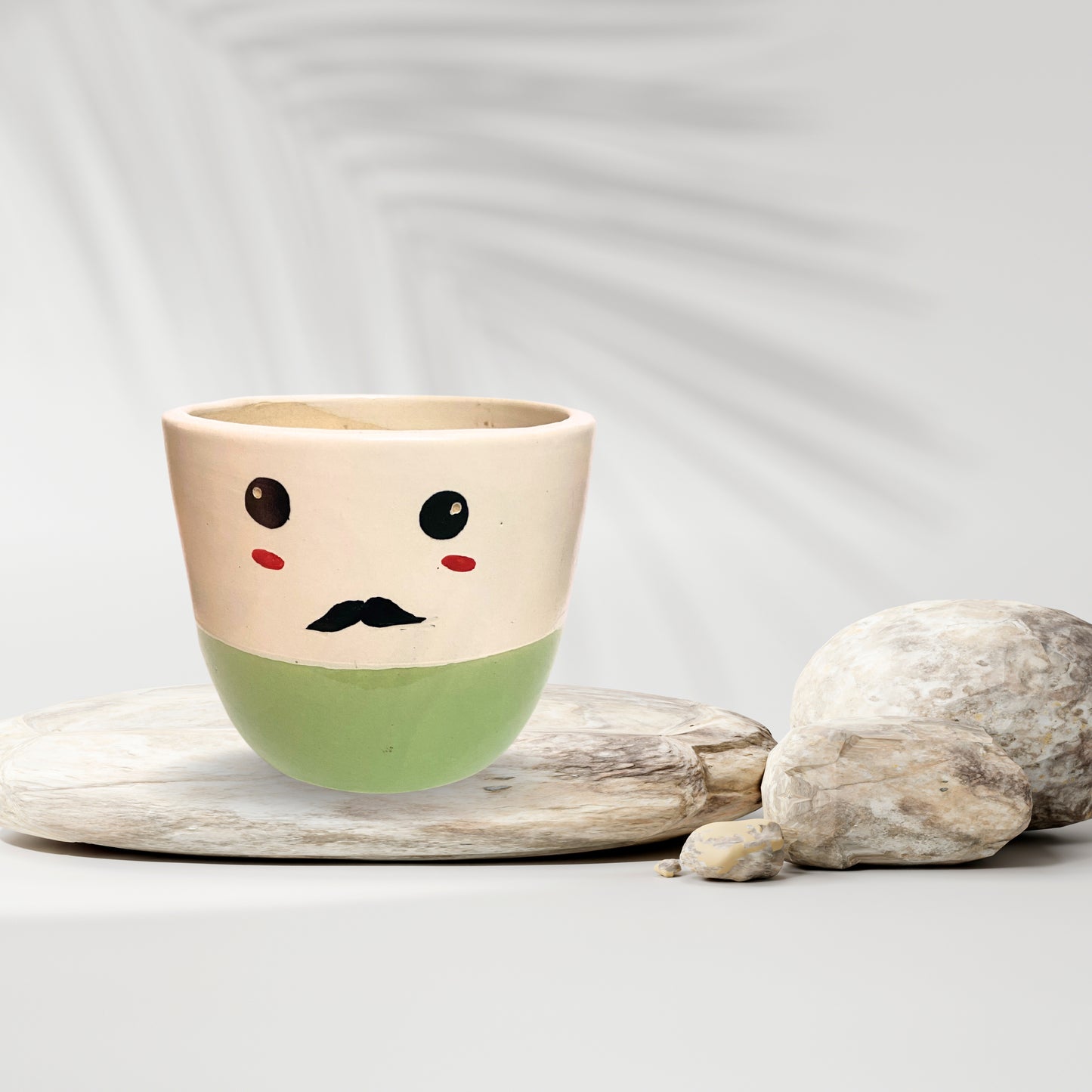 Ceramic Smile Green Colour Pot Home, Indoor Décor & Gifting