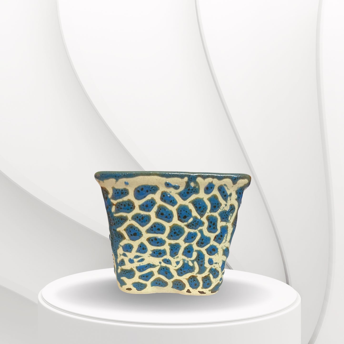 Ceramic Square Blue Colour Pot Home, Indoor Décor & Gifting