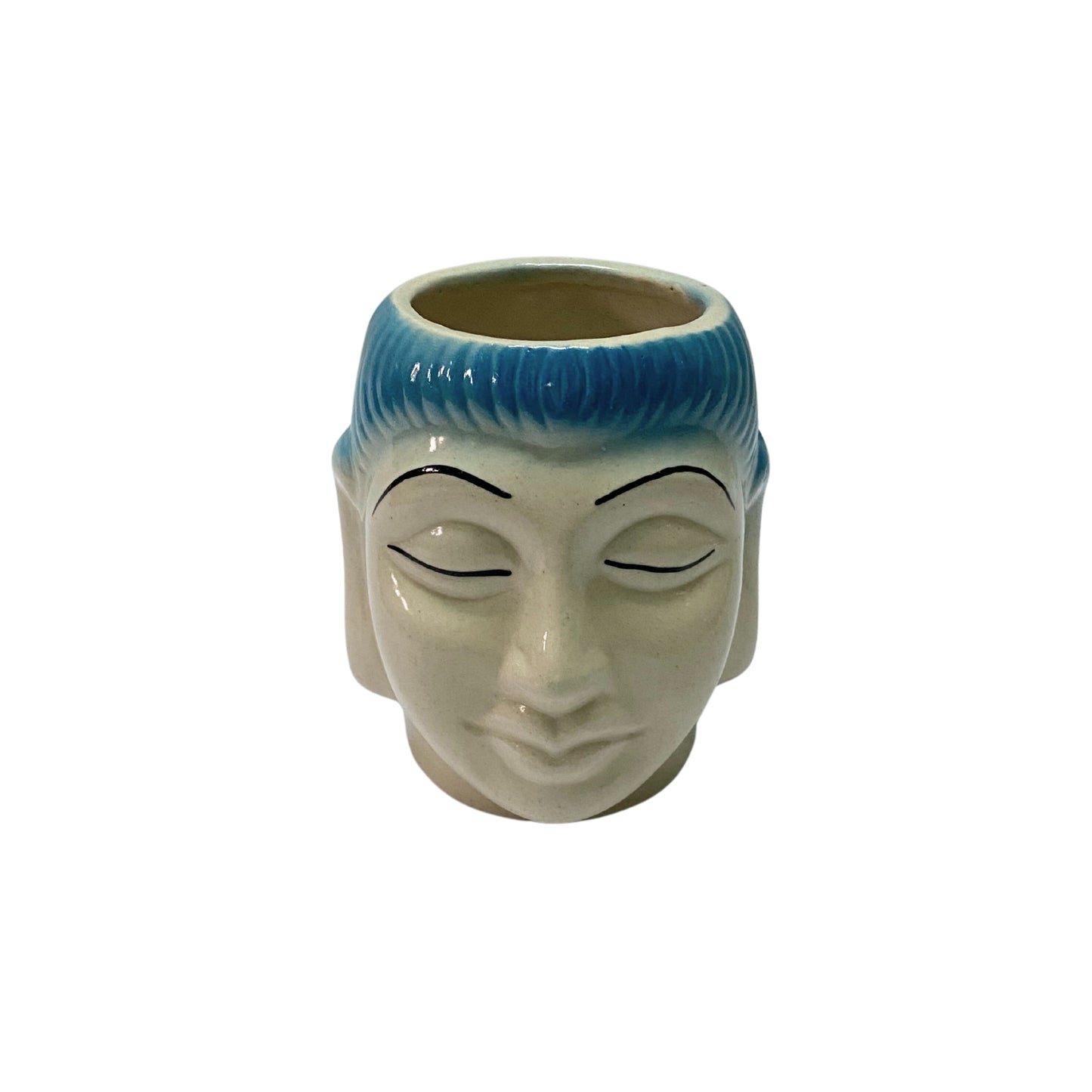 Ceramic (Blue Colour) Buddha Pot Home, Indoor Décor & Gifting