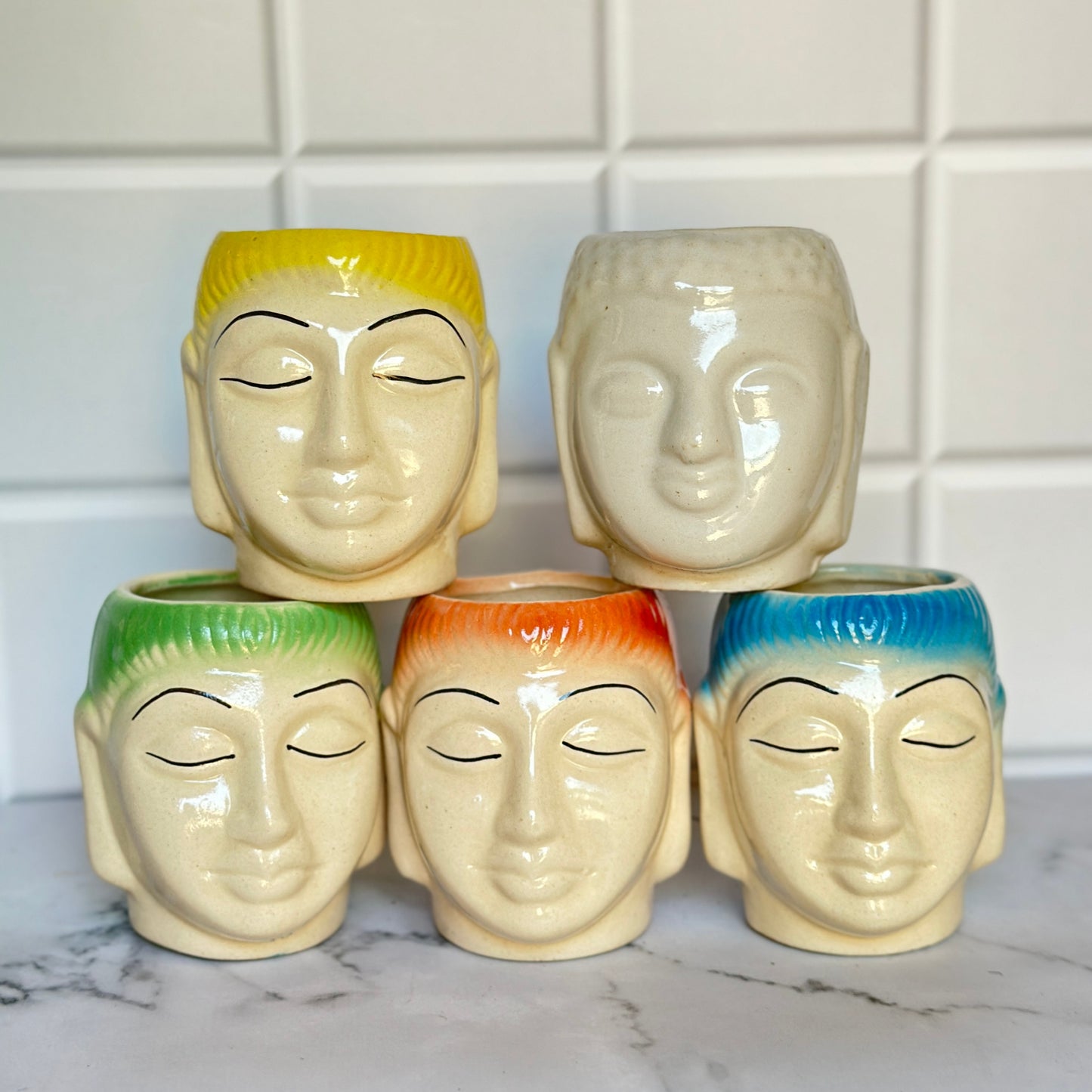Ceramic ( Set of Any 2 ) Colour Buddha Pot Home, Indoor Décor & Gifting