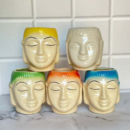 Ceramic ( Set of Any 4 ) Colour Buddha Pot Home, Indoor Décor & Gifting