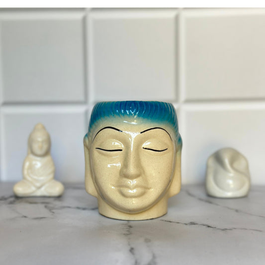 Ceramic (Blue Colour) Buddha Pot Home, Indoor Décor & Gifting