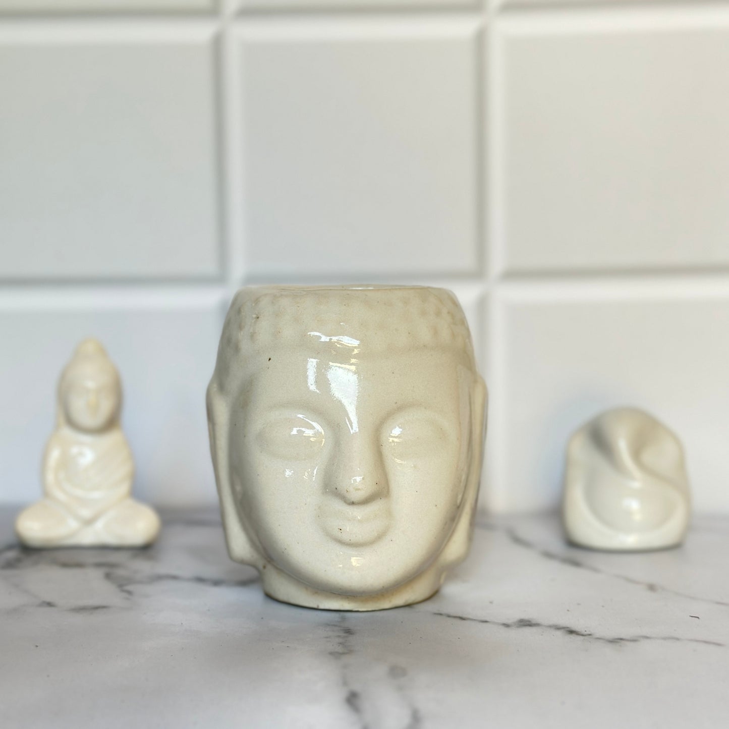 Ceramic (White Colour) Buddha Pot Home, Indoor Décor & Gifting