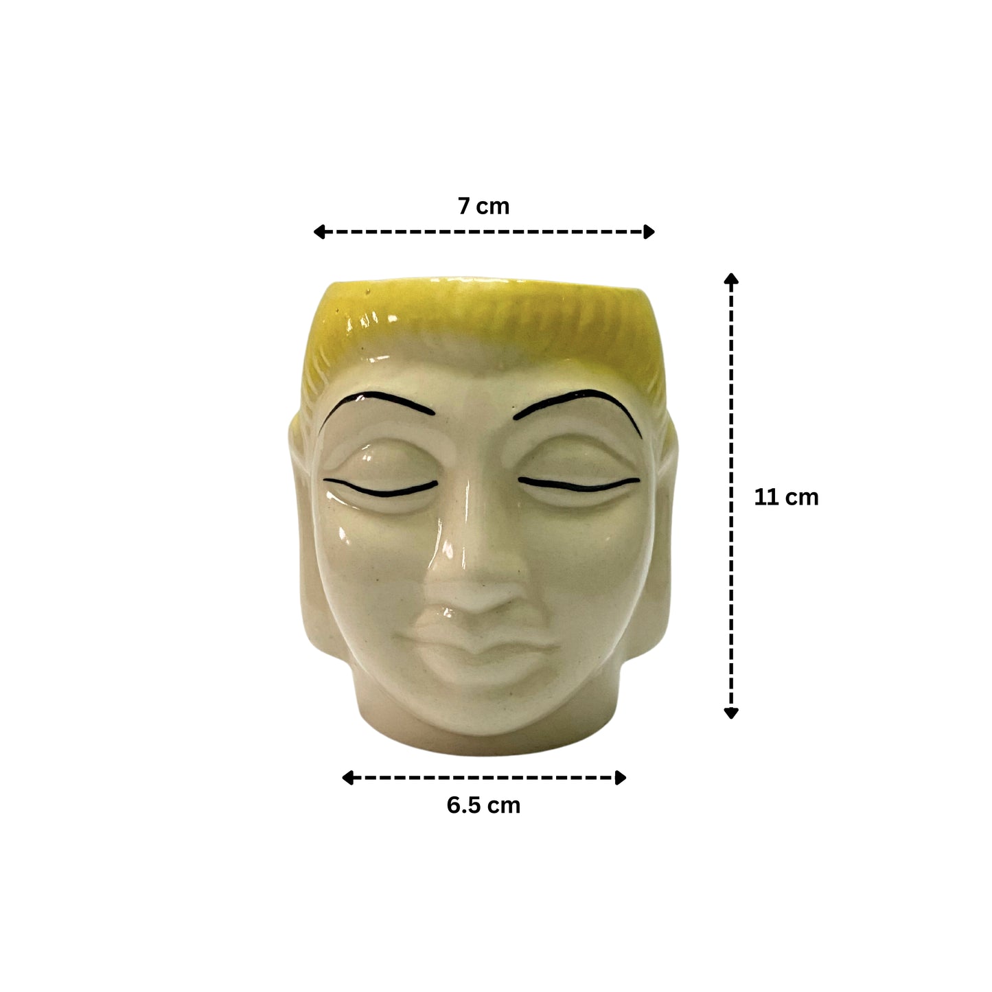 Ceramic ( Yellow Colour) Buddha Pot Home, Indoor Décor & Gifting