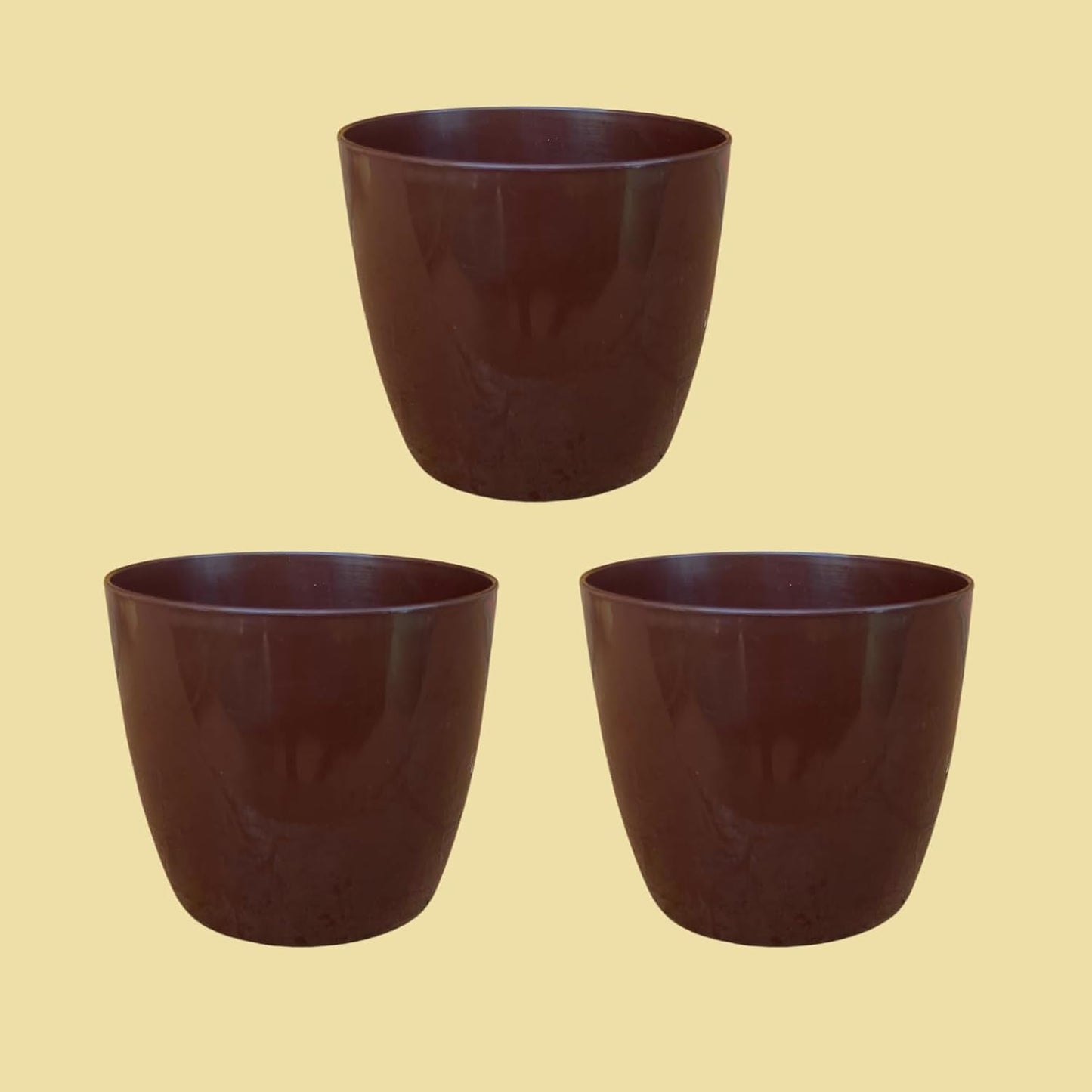 Premium Quality Indoor plastic Colour Pots (Small) | Titan 5 | Home & Office Decor | Table Pot (colour Brown)