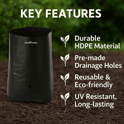 12 x 12 Inch Black Colour Poly Bag | for Home Gardens Perfect for Plantation | Nursery for Vegetable and Flowering Plants