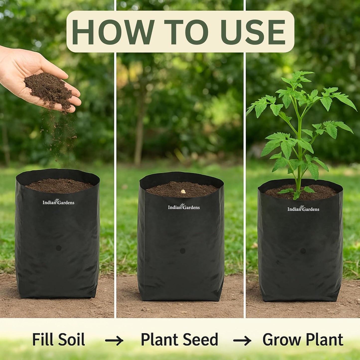 12 x 12 Inch Black Colour Poly Bag | for Home Gardens Perfect for Plantation | Nursery for Vegetable and Flowering Plants