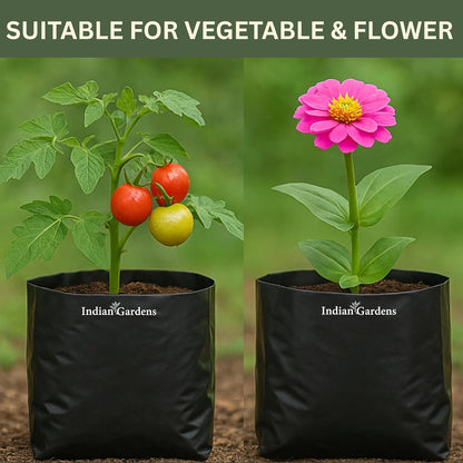 12 x 12 Inch Black Colour Poly Bag | for Home Gardens Perfect for Plantation | Nursery for Vegetable and Flowering Plants