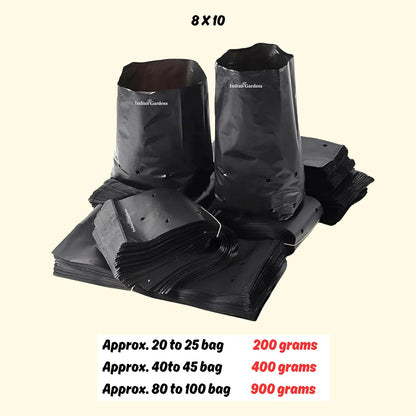 8 x 10 Inch Black Colour Poly Bag | for Home Gardens Perfect for Plantation | Nursery for Vegetable and Flowering Plants