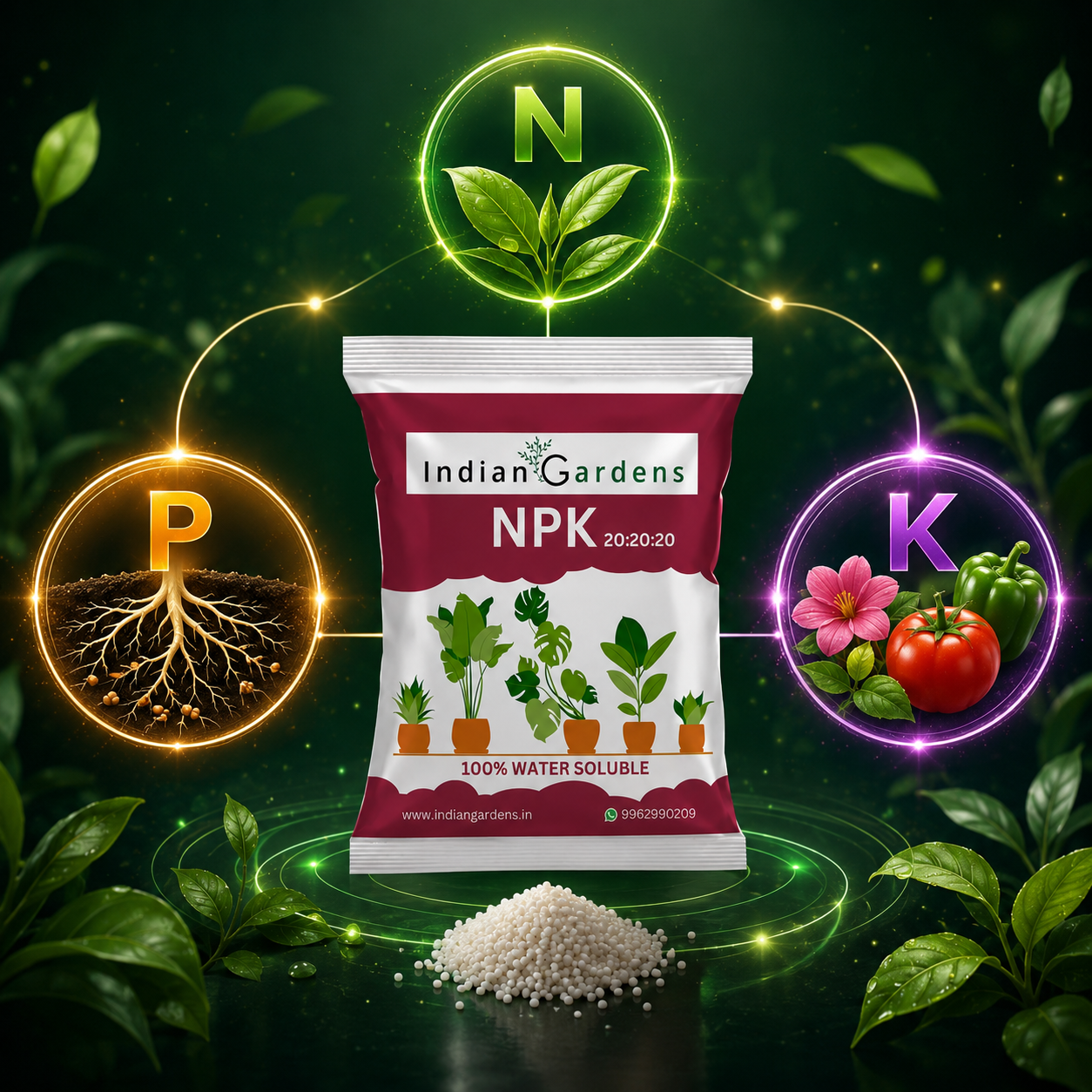 Npk 20:20:20 Fertilizer Powder For All Garden Plants | Water Soluable | Plant Growth Booster | Plant Food