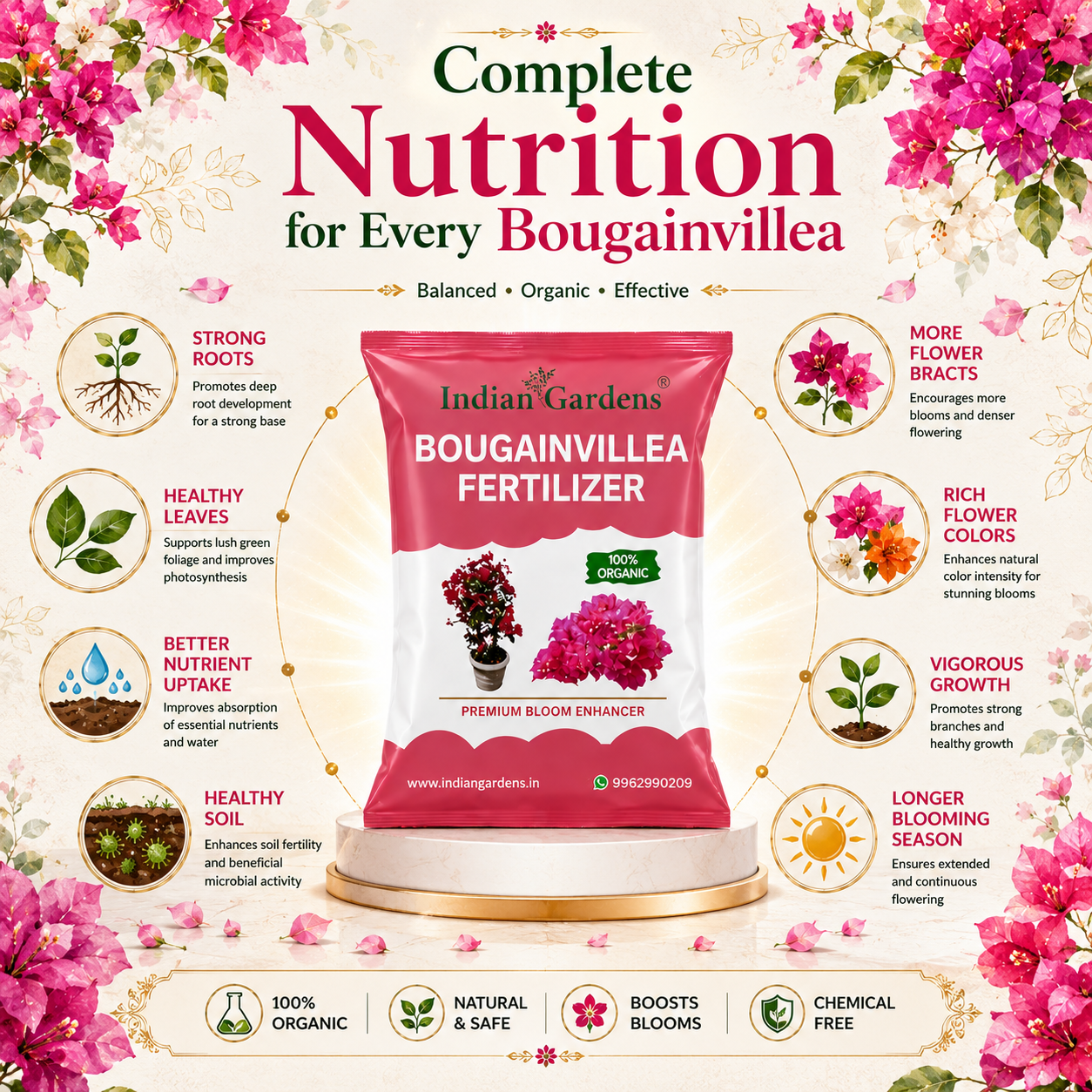 Bougainvillea Fertilizer | Flowering Plant Fertilizer | Slow-Release Plant Food | Organic Fertilizer