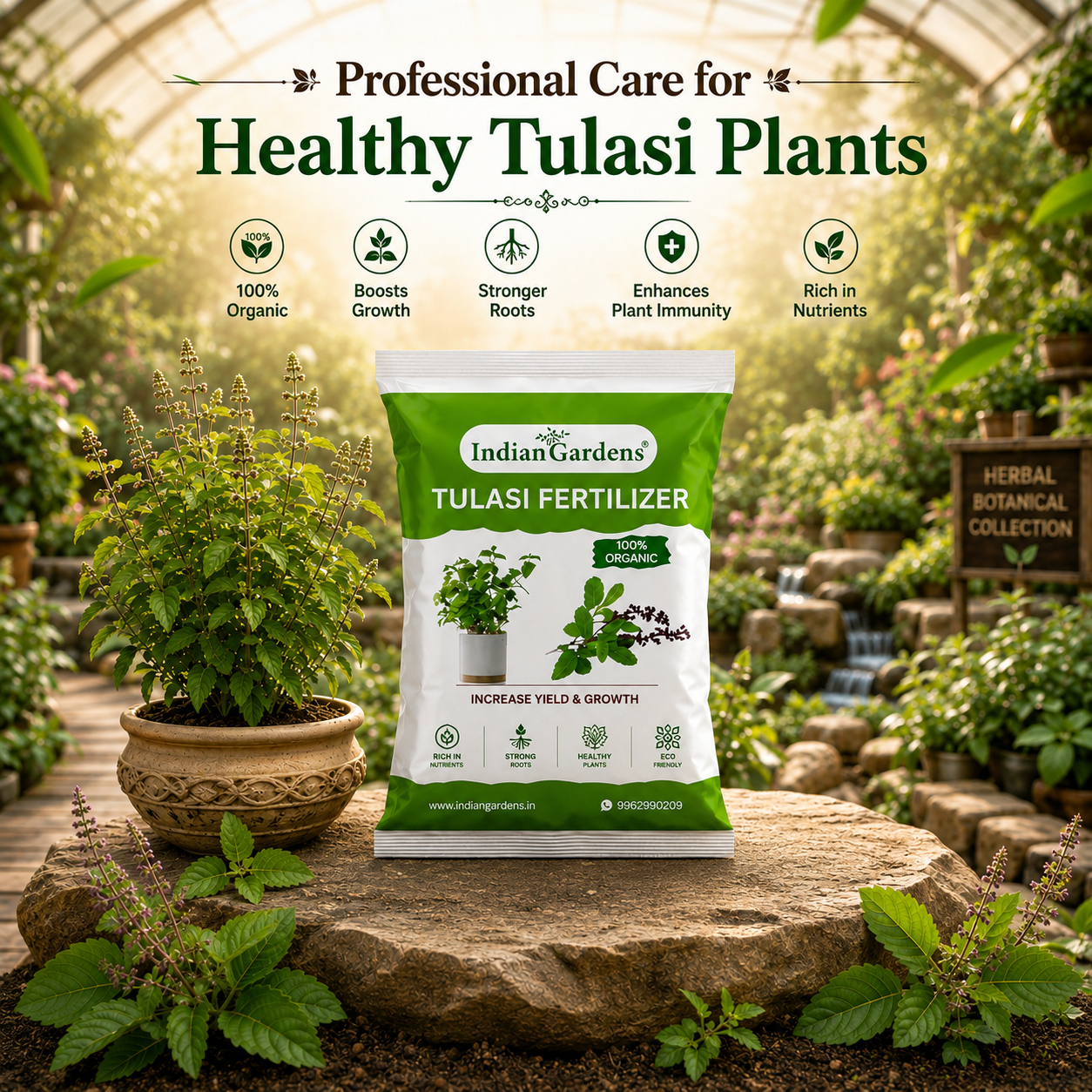 Tulasi Fertilizer  | Holy Basil Fertilizer | Tulasi Growth Fertilizer | Tulasi Organic Plant Food | Tulasi Leaf Health Fertilizer