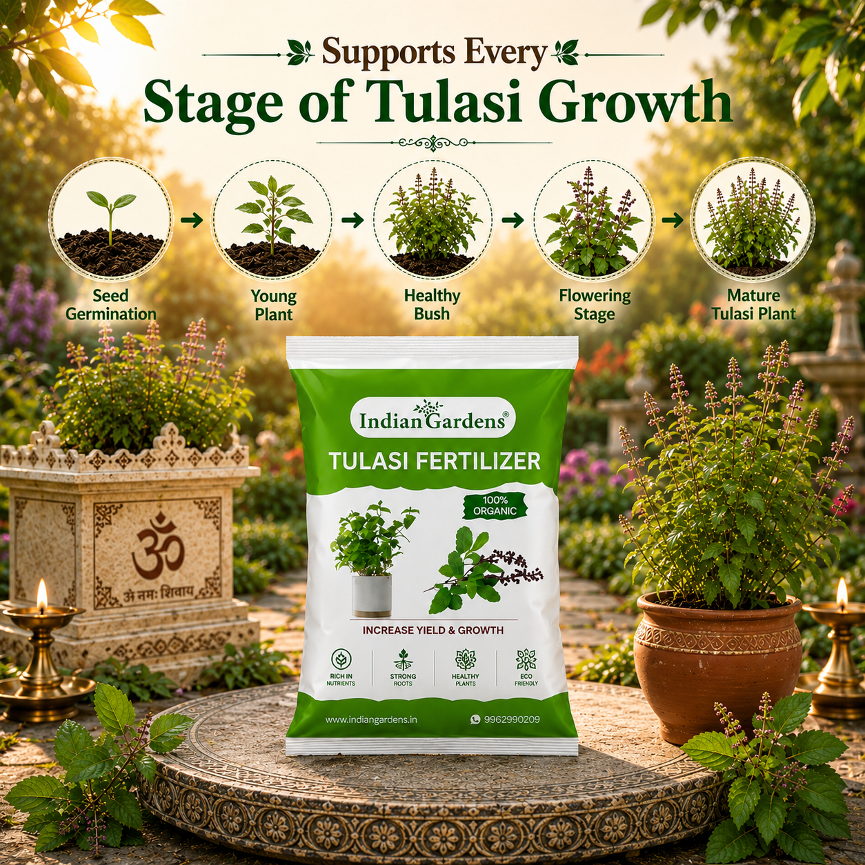 Tulasi Fertilizer  | Holy Basil Fertilizer | Tulasi Growth Fertilizer | Tulasi Organic Plant Food | Tulasi Leaf Health Fertilizer