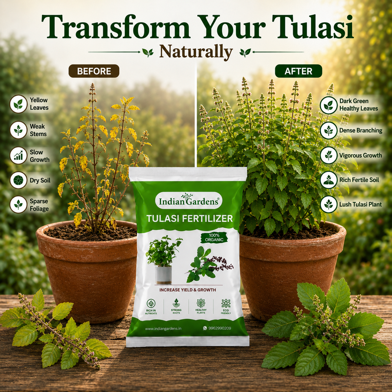 Tulasi Fertilizer  | Holy Basil Fertilizer | Tulasi Growth Fertilizer | Tulasi Organic Plant Food | Tulasi Leaf Health Fertilizer