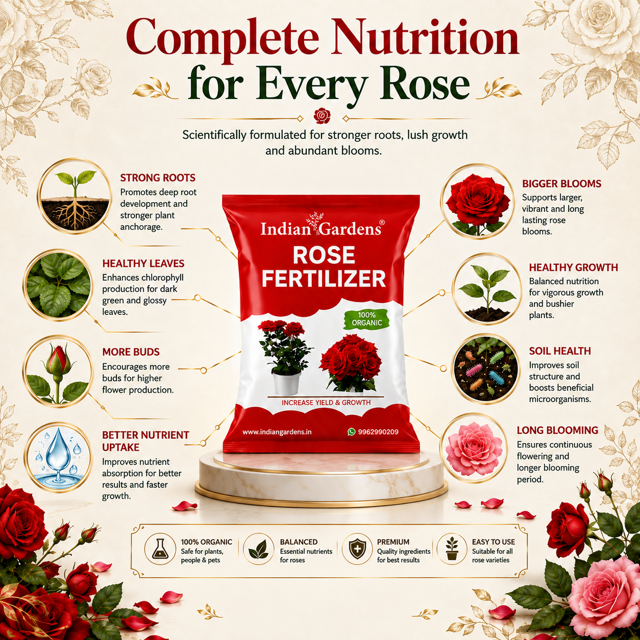 Rose Fertilizer | Rose Plant Food For Flowering Plants | Flower Booster