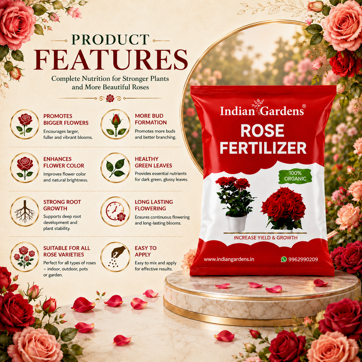 Rose Fertilizer | Rose Plant Food For Flowering Plants | Flower Booster