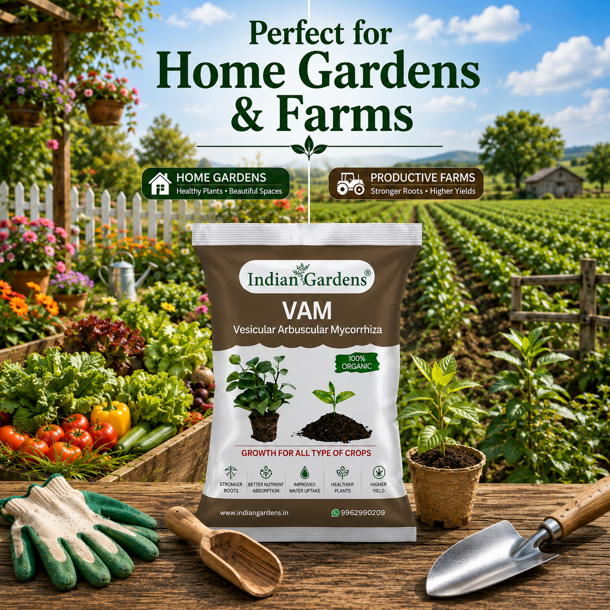 VAM (Vesicular Arbuscular Mycorrhiza) Bio fertilizer for All Plants | Root Growth Booster | Organic Plant Food