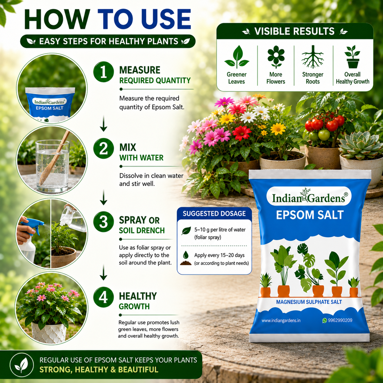 Epsom Crystals Salt Fertilizer For Plants