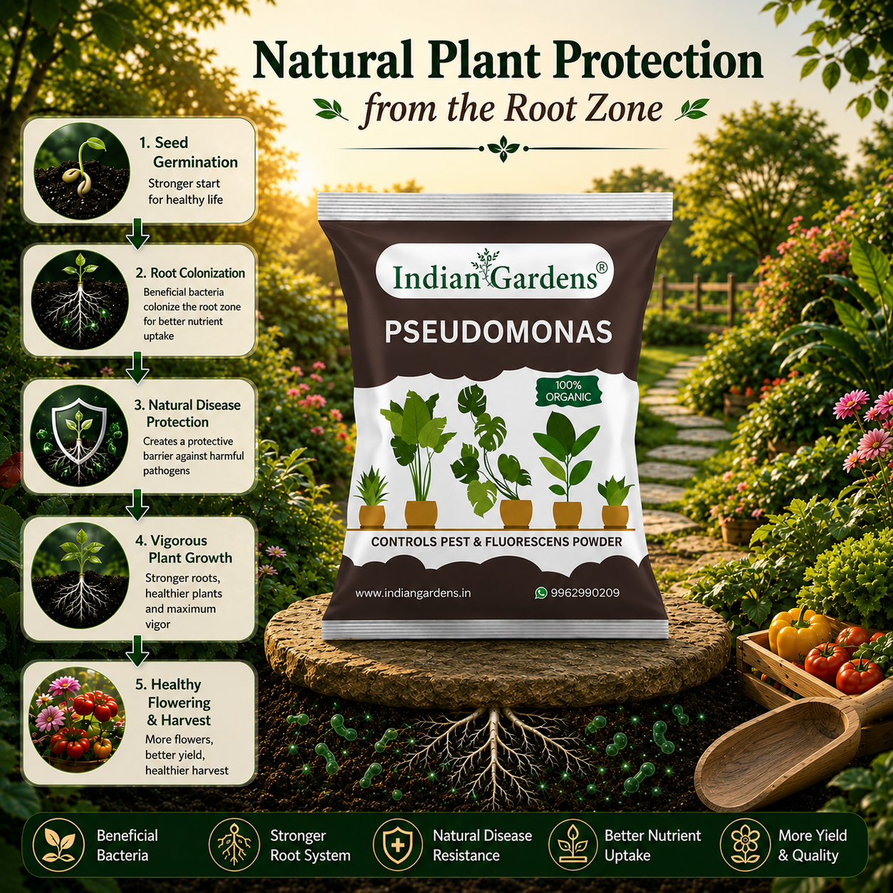 Pseudomonas Plant fertilizer | Soil health booster | Pseudomonas fluorescens |Chemical-free plant food