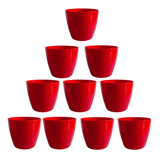 Indoor Plastic Small |Titan 5 Pots | Red Colour - Pack of 10