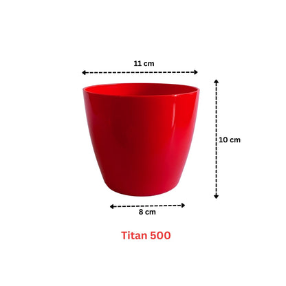 Indoor Plastic Small |Titan 5 Pots | Red Colour - Pack of 3