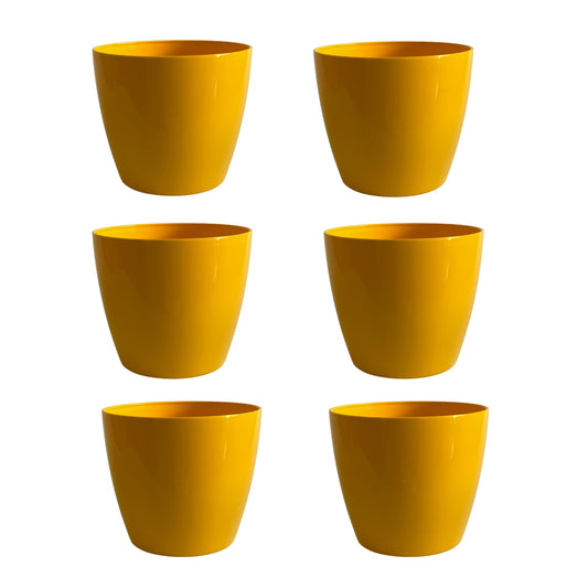 Indoor Plastic Small |Titan 5 Pots | Yellow Colour - Pack of 6