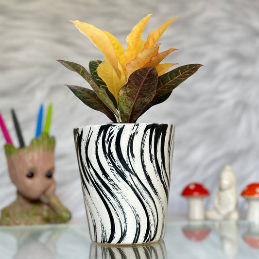 Ceramic Glass Black Colour Pot Home, Indoor Décor & Gifting