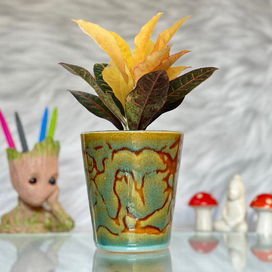 Ceramic Glass Multi Colour Pot Home, Indoor Décor & Gifting