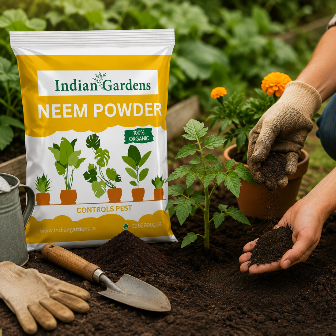 Neem cake powder 100% organic fertilizer for plants