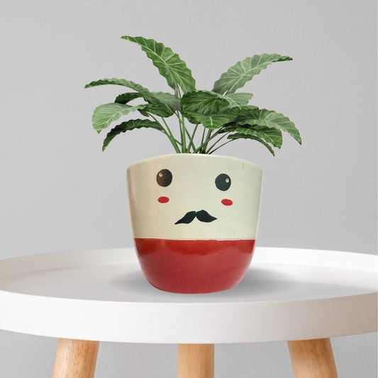 Ceramic Smile Red Colour Pot Home, Indoor Décor & Gifting